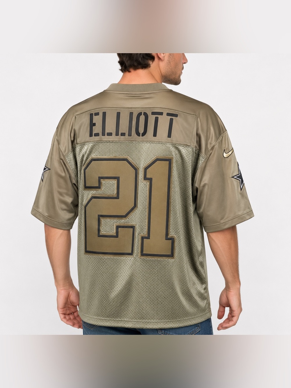 Milatary salute  green Football Jersey dallas cowboys Elliot 21 Xl - Picture 2 of 7